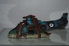 Splendido Acquario Grande Colpo Elicottero Relitto Decorazione 39 x 11 x 13 CM