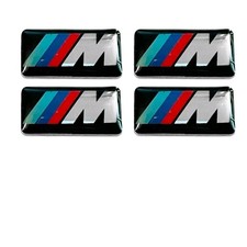 STEMMA M SPORT PER CERCHI RUOTA BMW COMPATIBILE ADESIVO NERO LOGO FREGIO 4 PEZZI