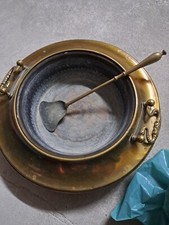 Antico braciere rame ottone con paletta e lavorazioni particolari