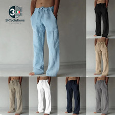 Pantaloni Lunghi Da Uomo in Cotone E Lino Pantaloni Estivi in Lino Traspirante T