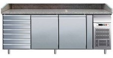 Banco Pizza  2 Porte + cassettiera Tavolo Frigo Inox Prof. 600x400  PZ2610TN