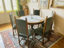 Tavolo Rotondo In Legno Massello Allungabile Con 6 Sedie Imbottite