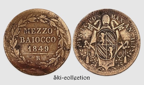 Mezzo baiocco 1849 vatican - mezzo,