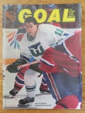 Goal HARTFORD WHALERS vs BRUINS 11 marzo 1990 programma KEVIN DINEEN RAY BOURQUE