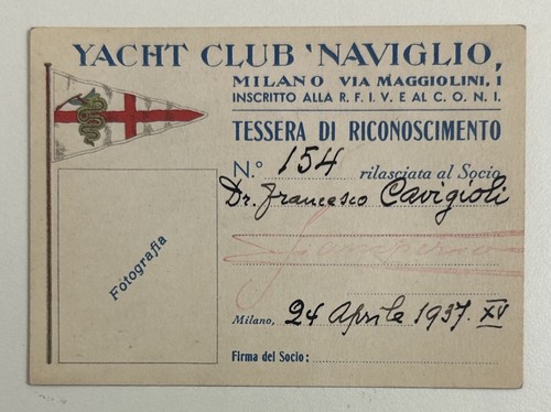 1937 tessera sport yacht club - sport,