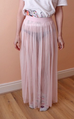 Gonna plissettata rete rosa - gonna, a
