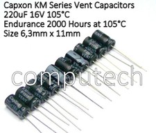 10 pezzi 220uF 16V 105°C