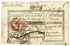 90 SCUDI BOLLATURA PERUGIA CEDOLA SACRO MONTE DELLA PIETÀ ROMA 01/05/1797 MB/BB