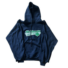 Felpa Cappuccio Girl Scouts Logo Grande Blu Verde usata Oversize Y2k Retro