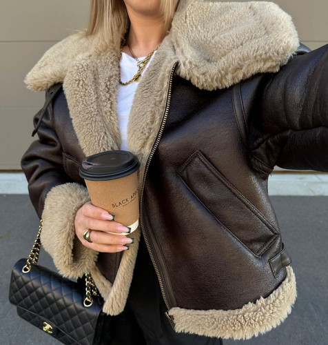 Zara marrone ecopelle colletto - zara,