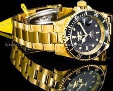 Orologio Invicta Uomo PRO DIVER AUTOMATICO QUADRANTE NERO ORO 18K Bracciale 40mm SS