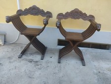 COPPIA DI SEDIE SAVONAROLA BRACCIOLI TESTA DI LEONE PRIMI '900