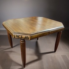 Tavolo antico allungabile in legno di noce da pranzo d'epoca Stile Liberty 900