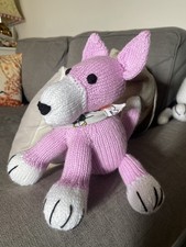 Frusta fatta a mano in maglia cucciolo levriero giocattolo morbido rosa bianco con bandana miffy