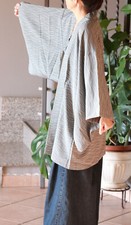 HAORI 100% SETA NUOVO GRIGIO ONDE KIMONO GIACCA GIAPPONESE MADE IN JAPAN TN1