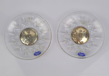 Coppia piattini vetro cristallo decorazione argento 925 diametro 10,5 cm vintage