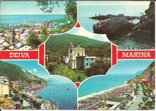 Deiva Marina (SP) Vedute Chiesa S.Antonio Ab., Baia Sirene, C.so Italia, 4 cart.