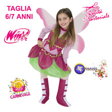 VESTITO COSTUME DI CARNEVALE FATINA WINX FLORA TAGLIA 6/7 ANNI PEGASUS 1714