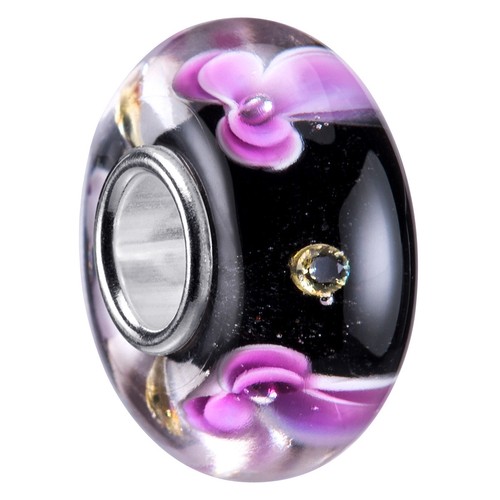 Materia vetro bead fiori - vetro, nero