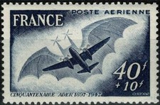FRANCE 1948 1er VOL AVION D'ADER PA  YT n° 23 neuf ★★ Luxe / MNH  (A)