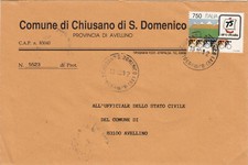 RE04176 - SINGOLO ISOLATO SU LETTERA 13-10-92 CHIUSANO SAN DOMENICO AVELLINO