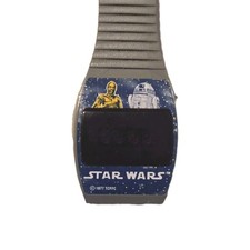 Orologio digitale vintage 1977 Star Wars TI LED C-3PO R2-D2 display non funzionante