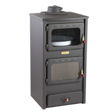 Stufa a legna Kupro Lux in ghisa con forno 8,4 kW - nero grafite