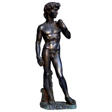 David di Michelangelo Scultura in Marmo Finitura in Bronzo Home Decor H 75cm