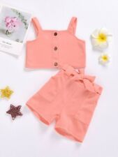 Completo bimbo bambina Maglia rosa pantaloni corti  top 2 pezzi  B144