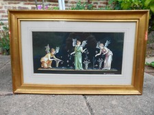 Tableau peinture signée Antonio Francione fresque de Pompei Original Gouache