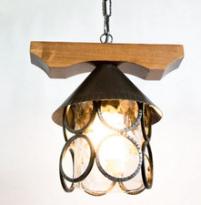 LINEA BAITA CRUCCOLINI LAMPADARIO in legno ferro e vetro soffiato 1 luce