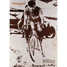 Campagnolo “Tullio nella neve”, poster ciclismo vintage originale anni 70