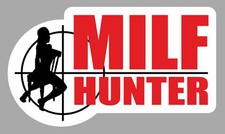 PIN UP SEXY MILF HUNTER HUMOUR BIKER 12cmX7cm AUTOCOLLANT STICKER AUTO MA210
