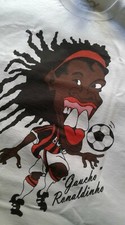 T-SHIRT MAGLIETTA RETRO VINTAGE AC MILAN CON CARICATURA RONALDINHO CHIEDERE INF 