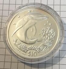 BRITISH VIRGIN ISLANDS 1 OZ SILVER $10 DOLLAR ONE OUNCE DELFINO - RARO