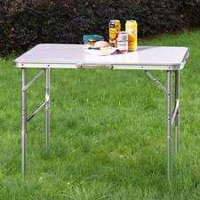 Tavolo Campeggio Picnic Alluminio 90x60x70 Pieghevole Valigetta Piano Formica - 