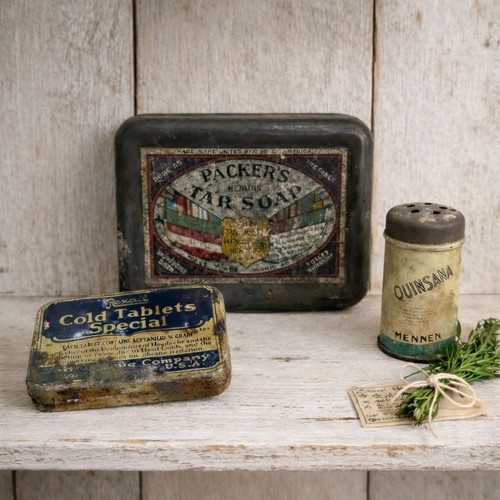 Antico set latta farmacia - latta,
