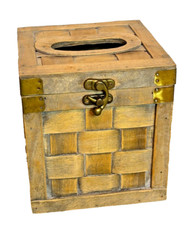 Baule rustico porta fazzoletti in legno copertura cassa quadrato porta viso con coperchio incernierato