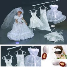 SEGNAPOSTO ABITO SPOSA BIANCO-AVORIO con PORTA CONFETTI e GRUCCIA 2 MODELLI GH16