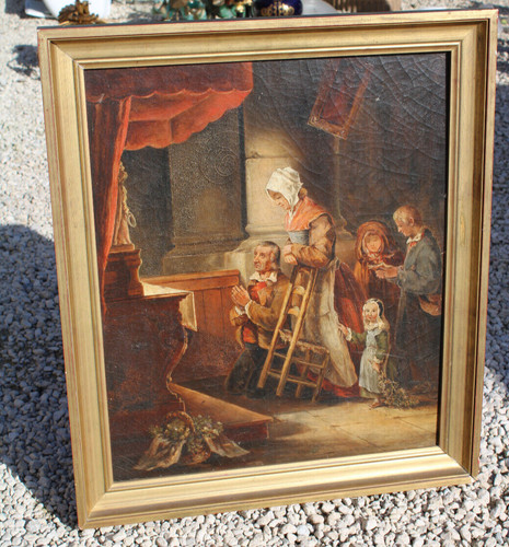 Antico quadro olio tela - quadro,