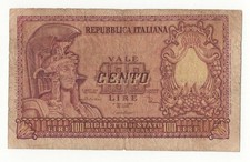 100 LIRE ITALIA ELMATA FIRME  DI CRISTINA DECR 31 - 12 - 1951