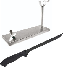 FIJ 953 Supporto per Prosciutto in Acciaio Inox Con Base Antiscivolo + Coltello 