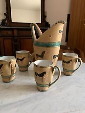 Brocca con caraffe in ceramica dipinta a mano pugliese o calabra anni 20-30