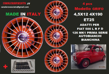 4 Cerchi lega 12 stilauto GRIFO ROSSO Fiat 500 D L  F R  epoca OLD 4x190 Vecchia