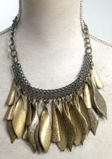 Collana donna boho ottone metallo hippie moderna etnica tribale pendenti 22"