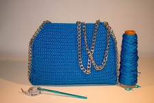 Chloe Big - Borsa artigianale fatta all'ucinetto blu