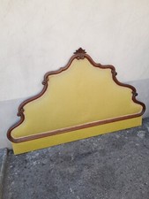 TESTATA LETTO MATRIMONIALE STOFFA GIALLA - CORNICE SAGOMATA CON CIMASA - 1940