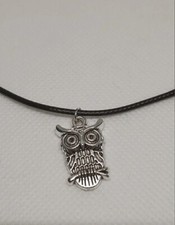 Collana in corda Unisex con Charm in zircone Gufo Porta Fortuna 