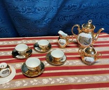 Servizio Completo Da Caffè  Porcellana Venezia Vintage Dorato 4 Persone Ottime C