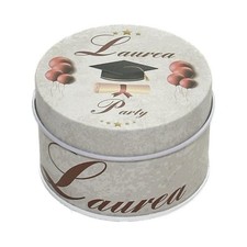 6X Scatola portaconfetti in latta con tocco LAUREA 6.5x4 cm BOMBONIERA 1CR4